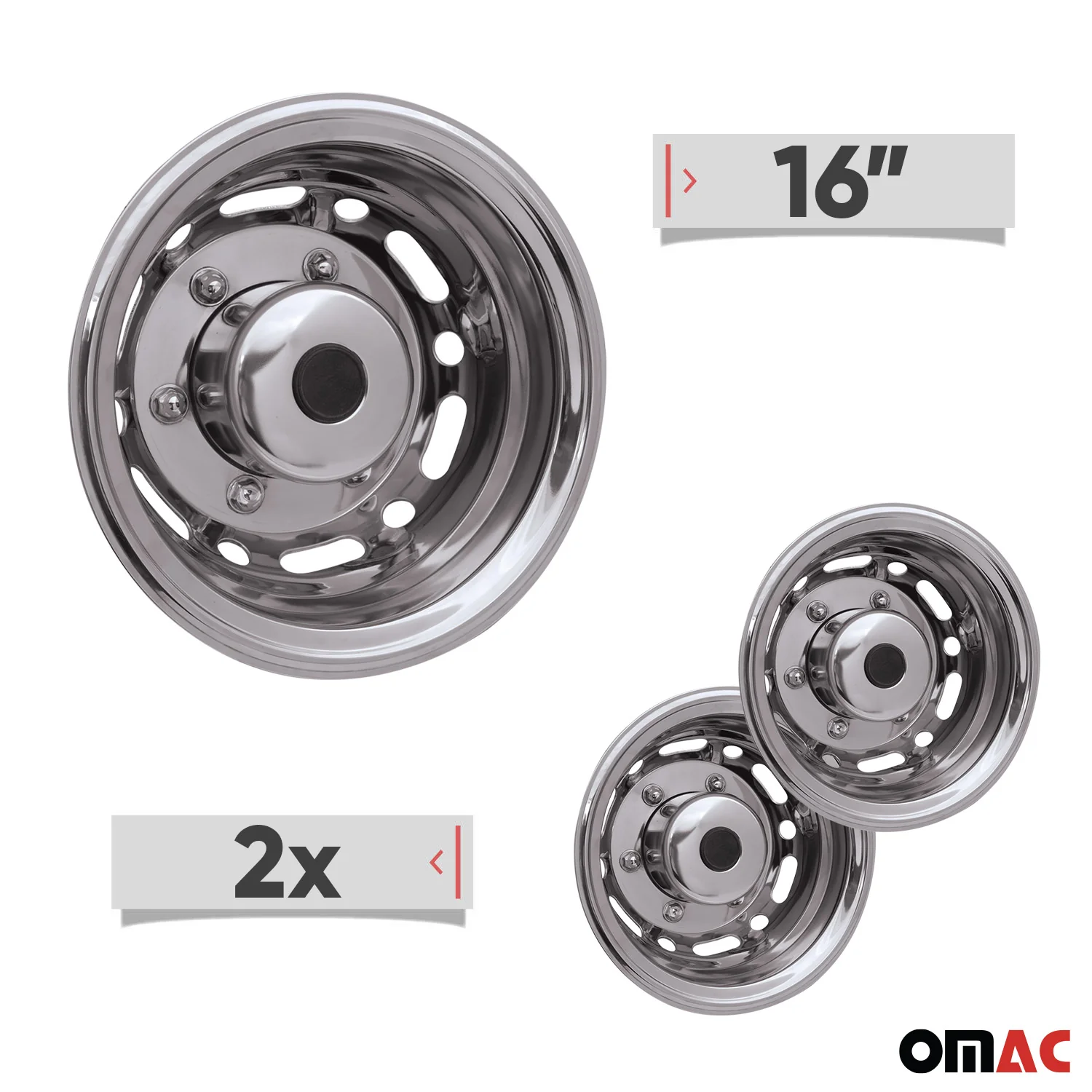 Chevrolet Express Wheel Simulator Hubcaps Rear Chrome Silver Steel - Image 3