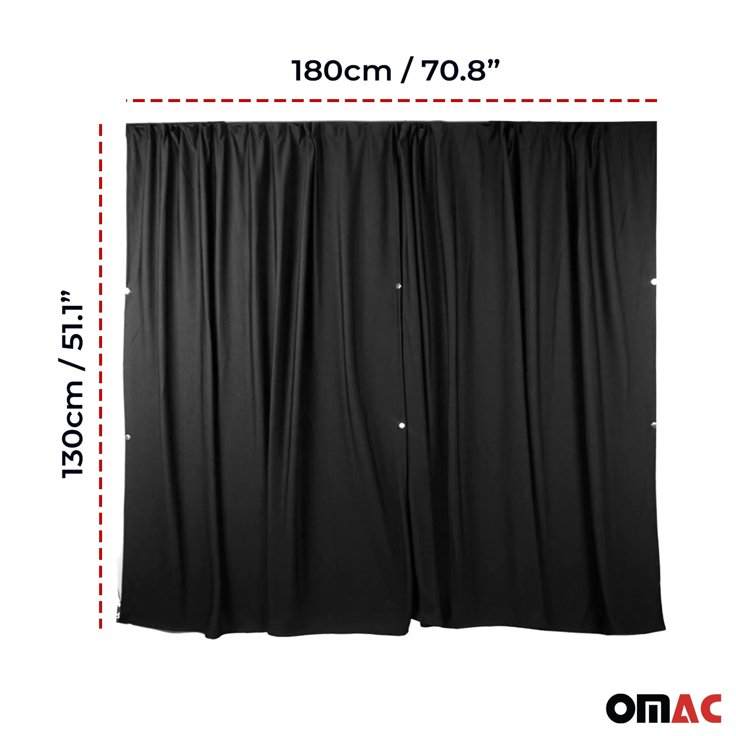 54" x 71" Cab Divider Van Cabin Curtain Campervan Kit Black - Image 3
