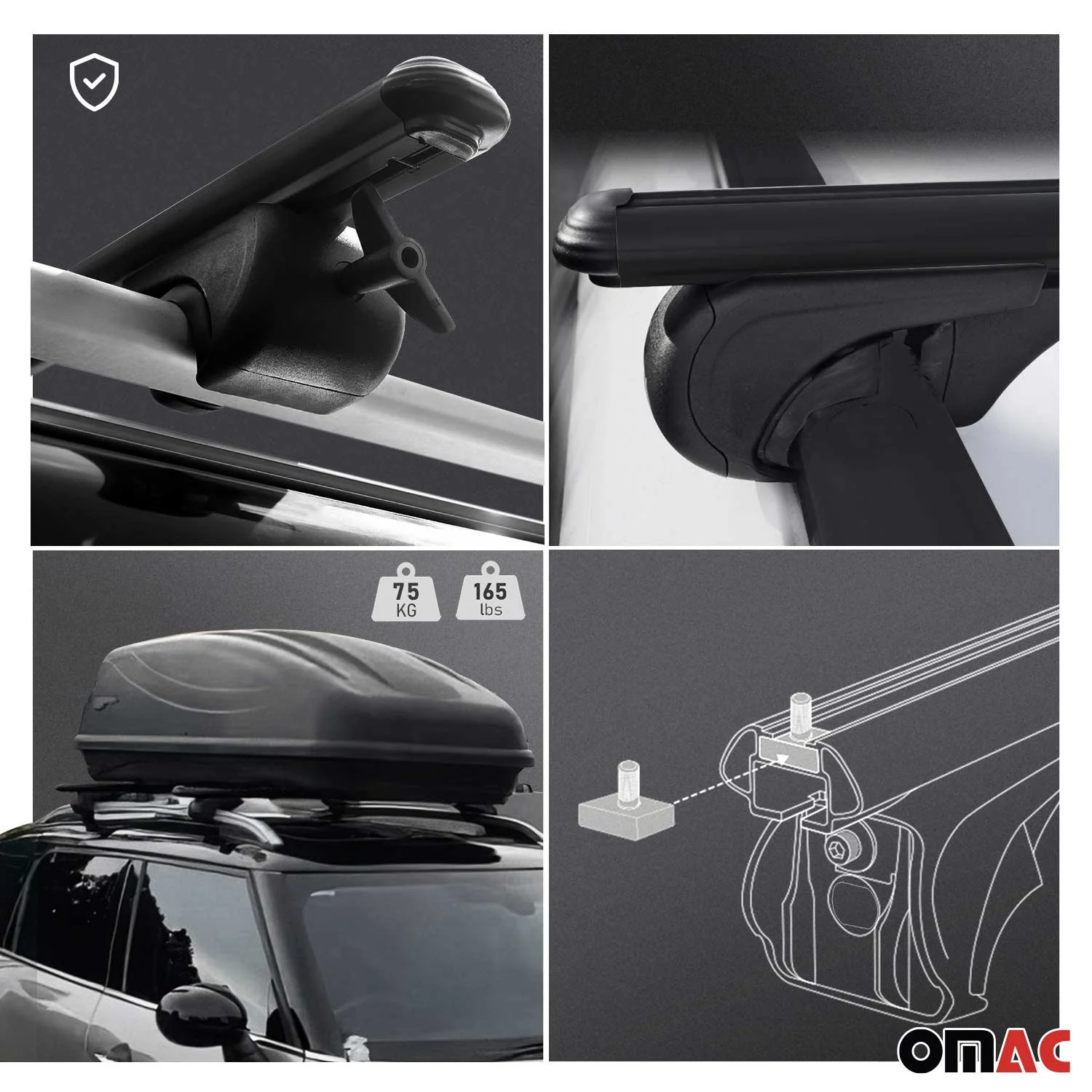 2001-2010 Chrysler Town & Country Roof Rack Cross Bars Black - Image 4