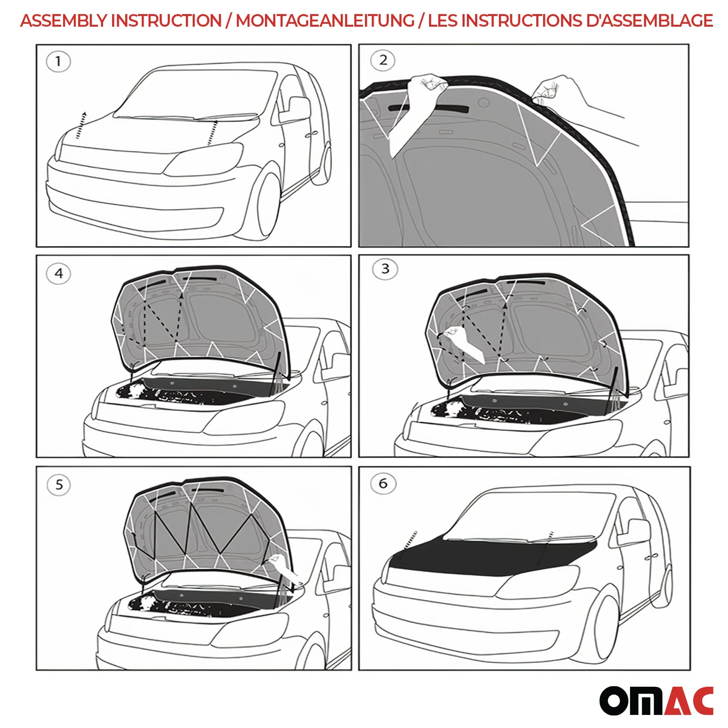 2014-2023 Ford Transit Connect Car Bonnet Mask Hood Bra Black Full Coverage - Image 3