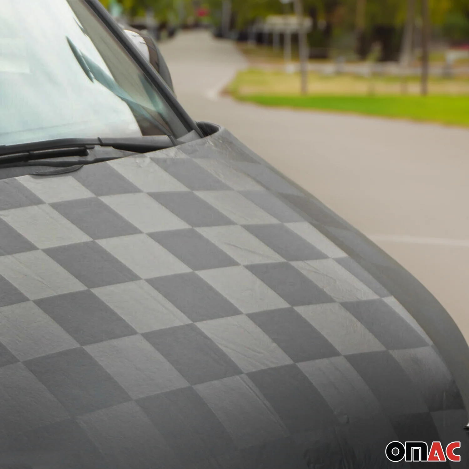2015-2026 Ford Transit Car Bonnet Mask Hood Bra Black Full Cover Chequered - Image 4