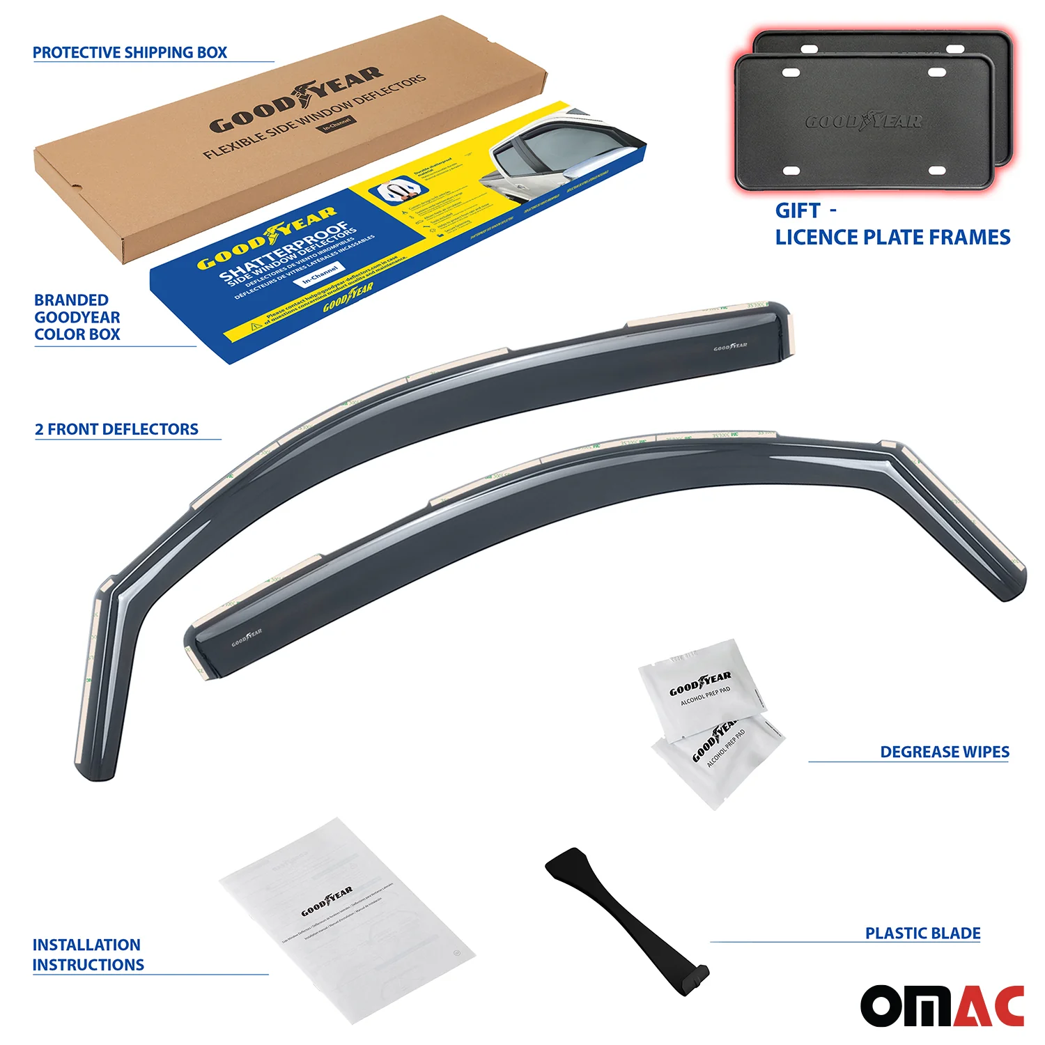 Goodyear Wind Deflectors for GMC Savana 1500 1996-2014 In-channel Smoke 2 pcs - Image 3