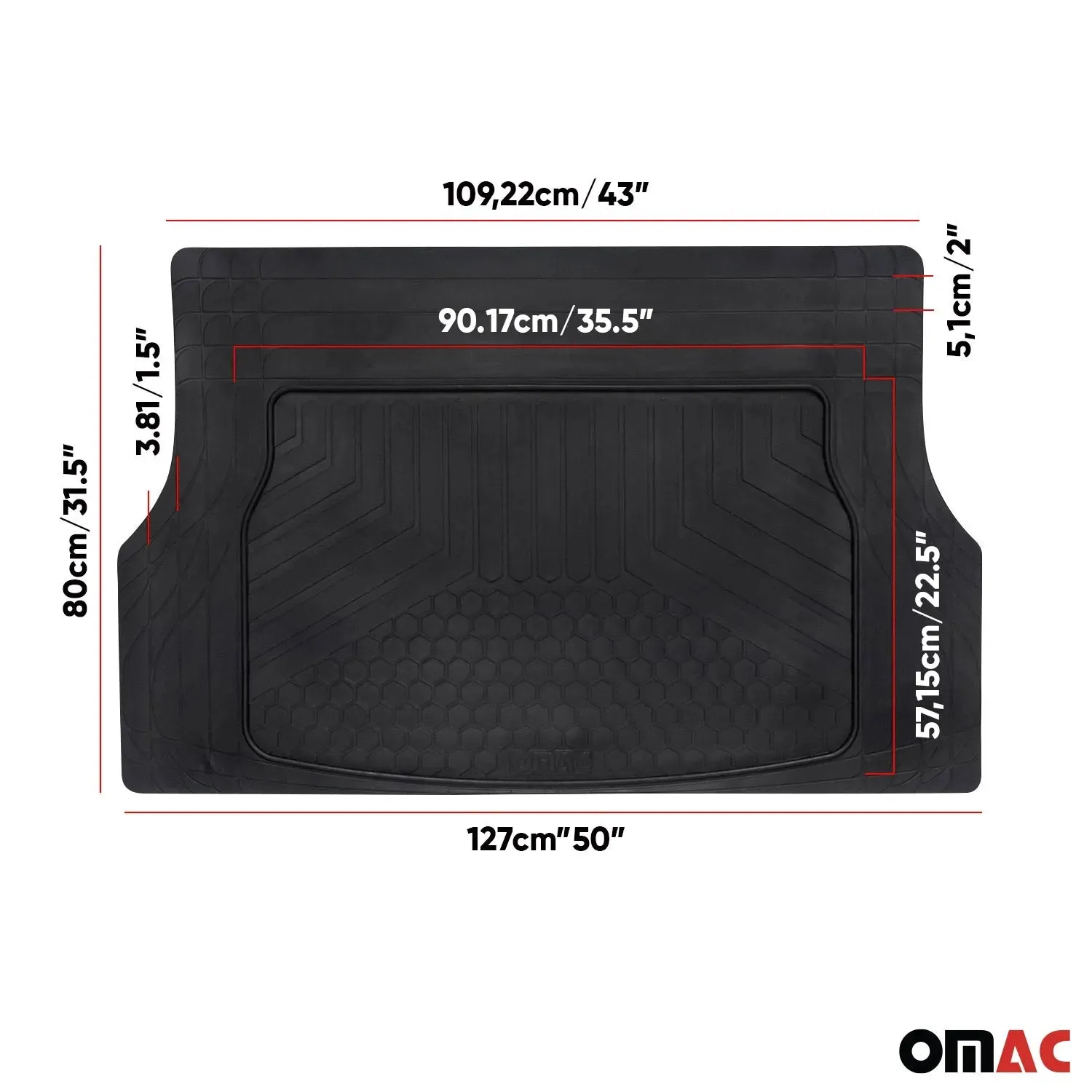 OMAC Car Cargo Trunk Liner Black Heavy Duty Semi-Custom - Image 5
