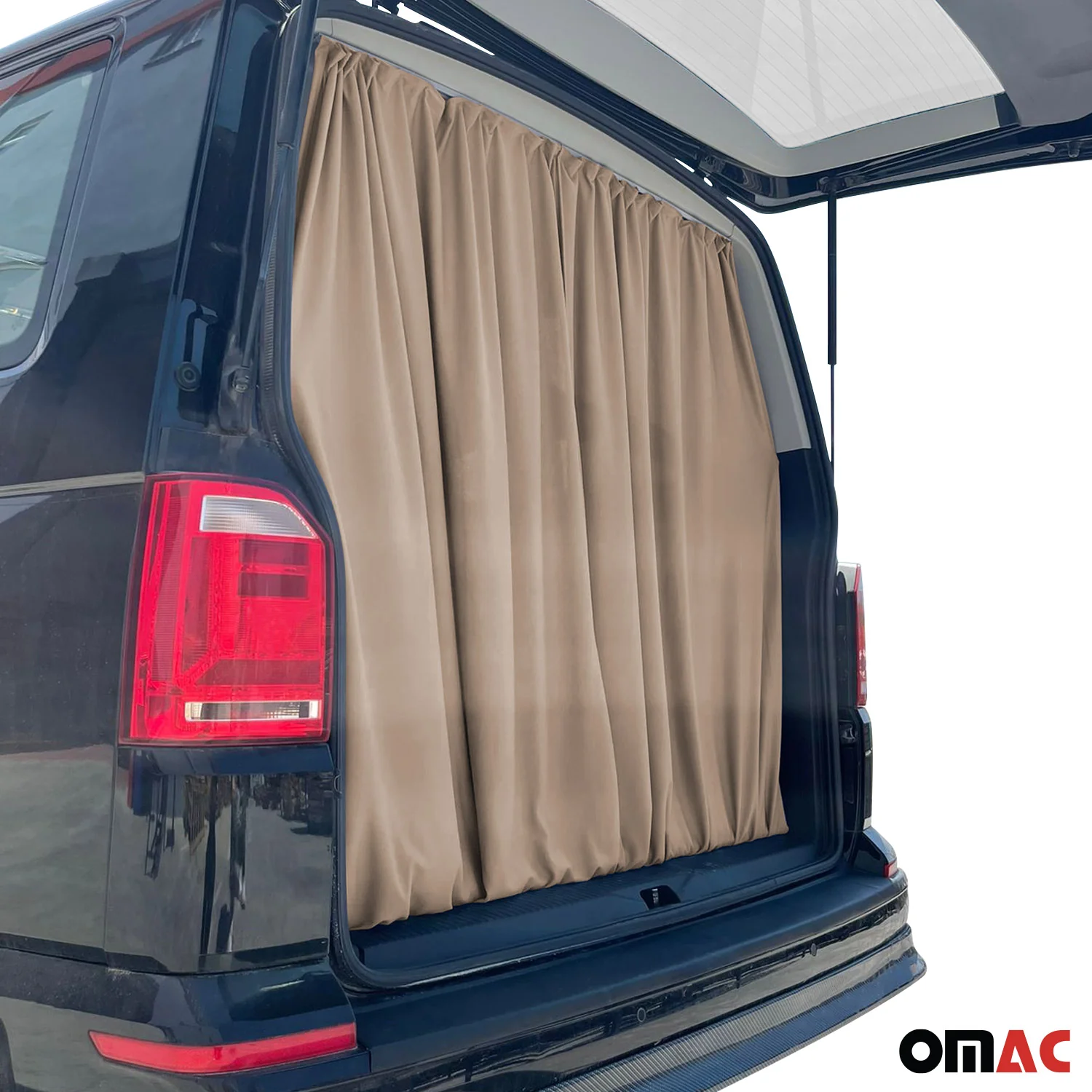 Chevrolet Express Trunk Tailgate Curtains Beige 2 Privacy Curtains - Image 5