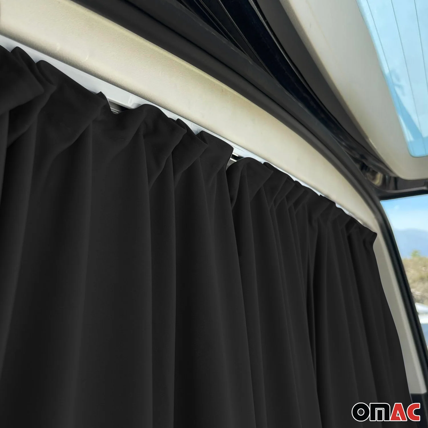 GMC Savana Trunk Tailgate Curtains Black 2 Privacy Curtains - Image 6