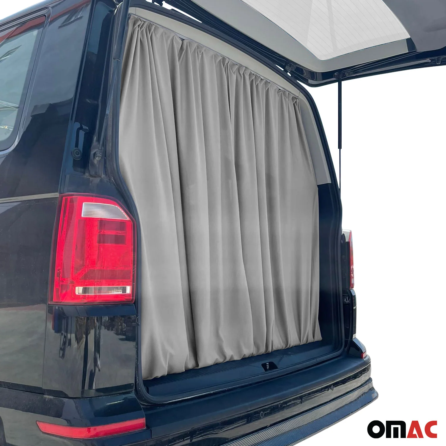 GMC Savana Trunk Tailgate Curtains Gray 2 Privacy Curtains - Image 5