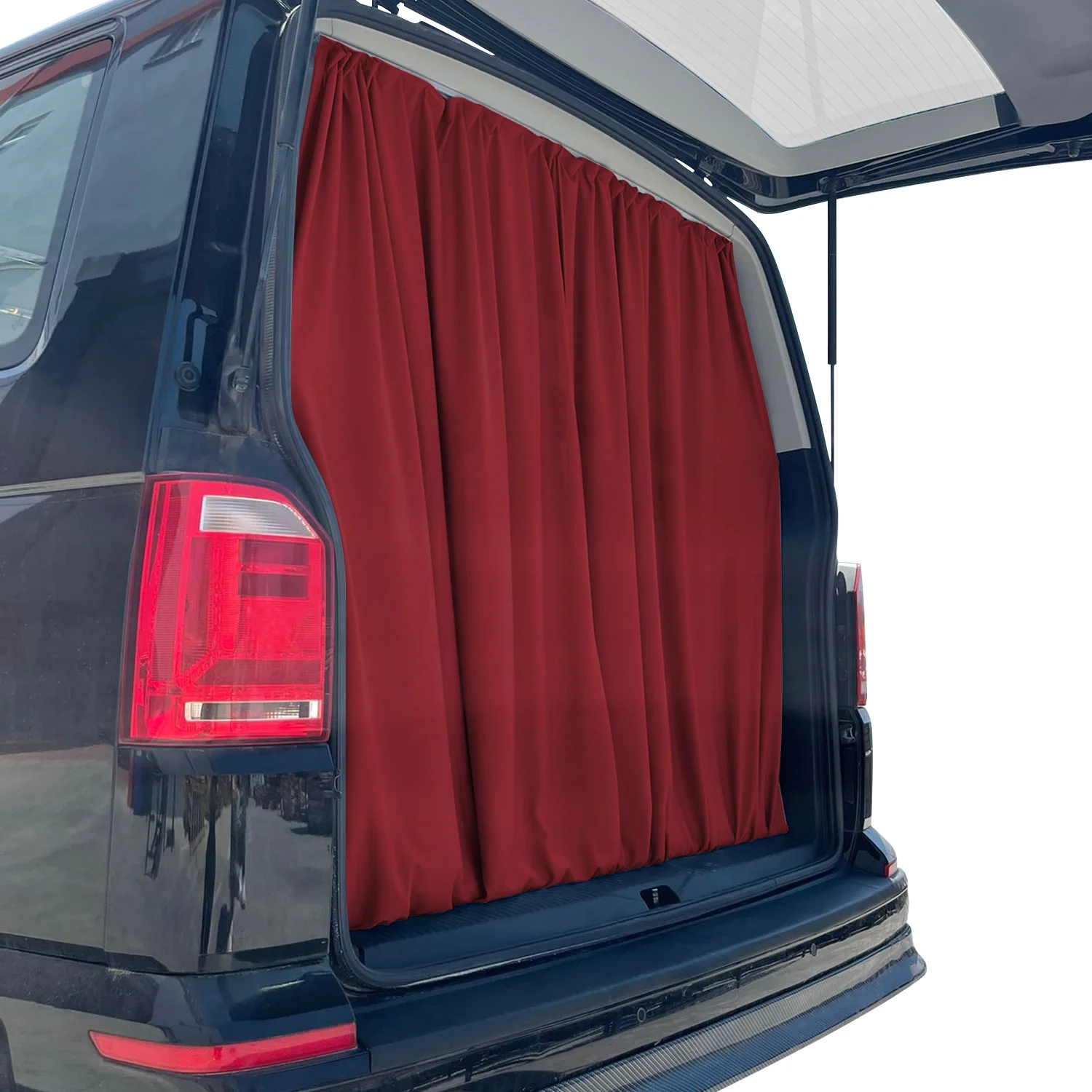 GMC Savana Trunk Tailgate Curtains Red 2 Privacy Curtains - Image 5
