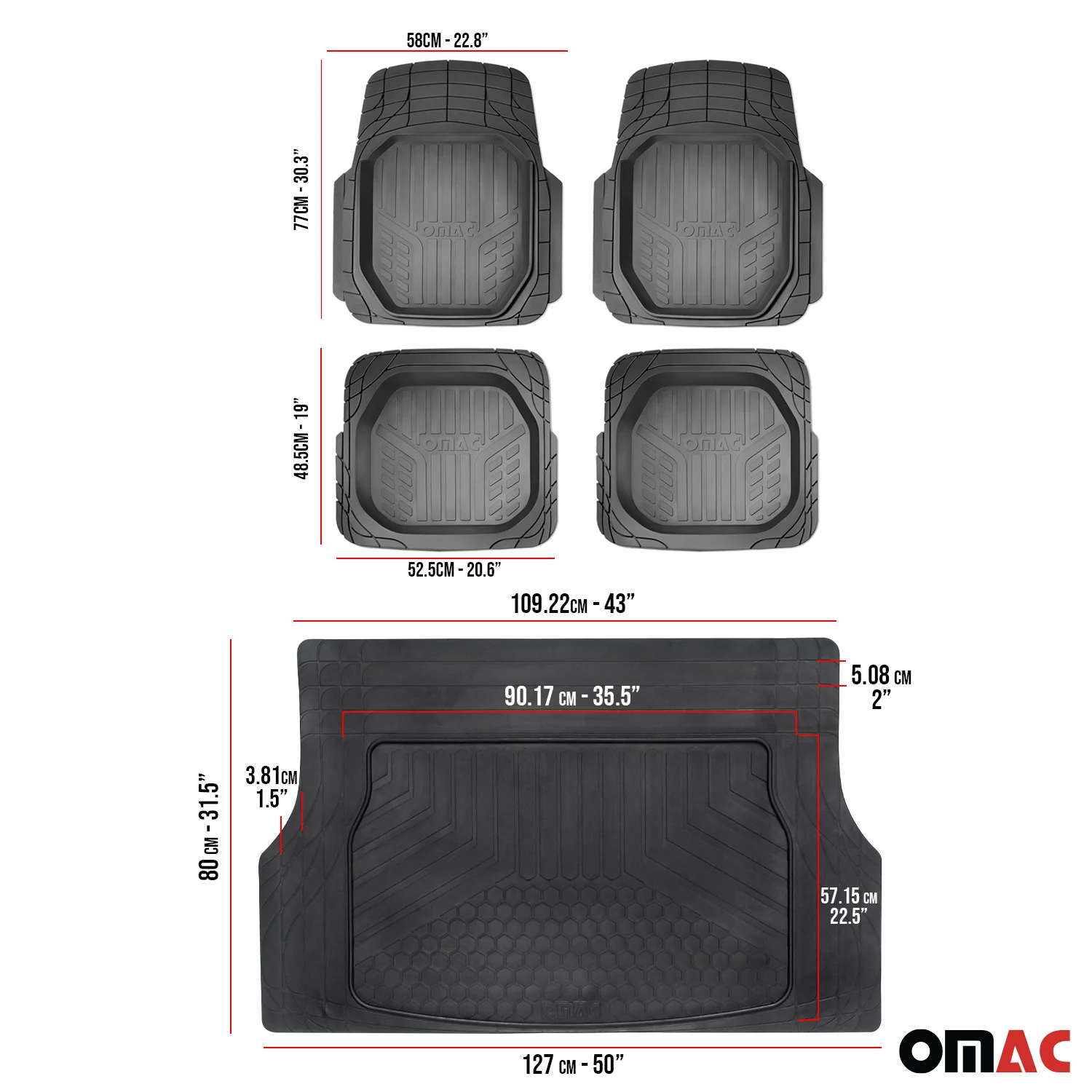 Dodge Grand Caravan Semi-Custom fit Floor Mats & Cargo Liner Black 5Pcs - Image 5
