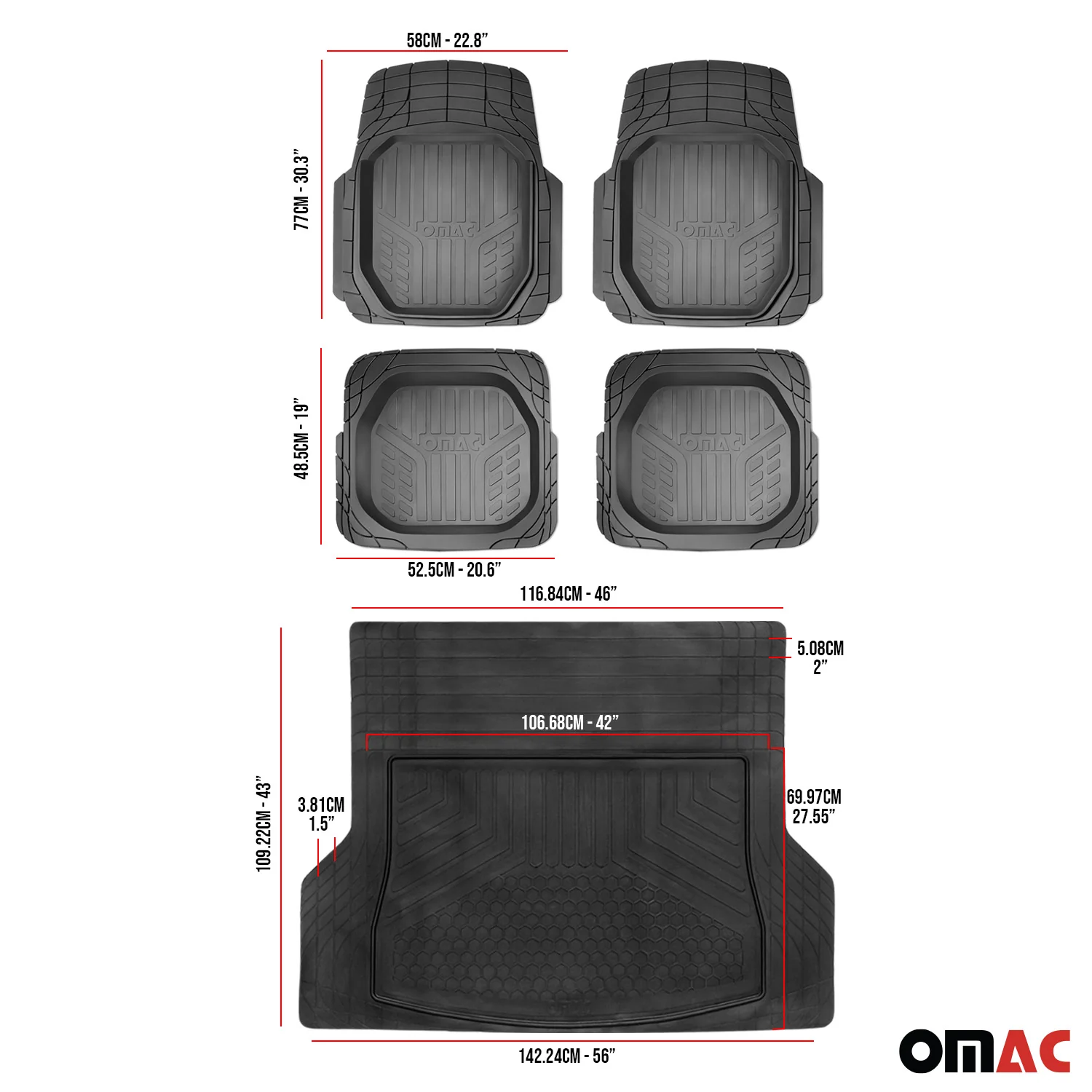 Chevrolet Express 1500 Semi-Custom fit Floor Mats & Cargo Liner Black - Image 5